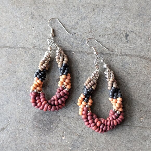 Set of Three Brown Tone Teardrop Dangle Earrings - Picture 6 of 12